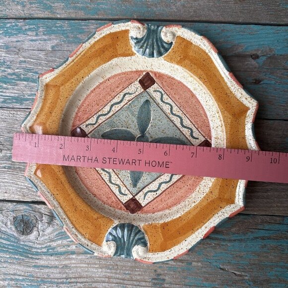 Neiman Marcus 9.5" Salad Plate Hand Painted in Italy Multicolor Geometric Print - Picture 5 of 5